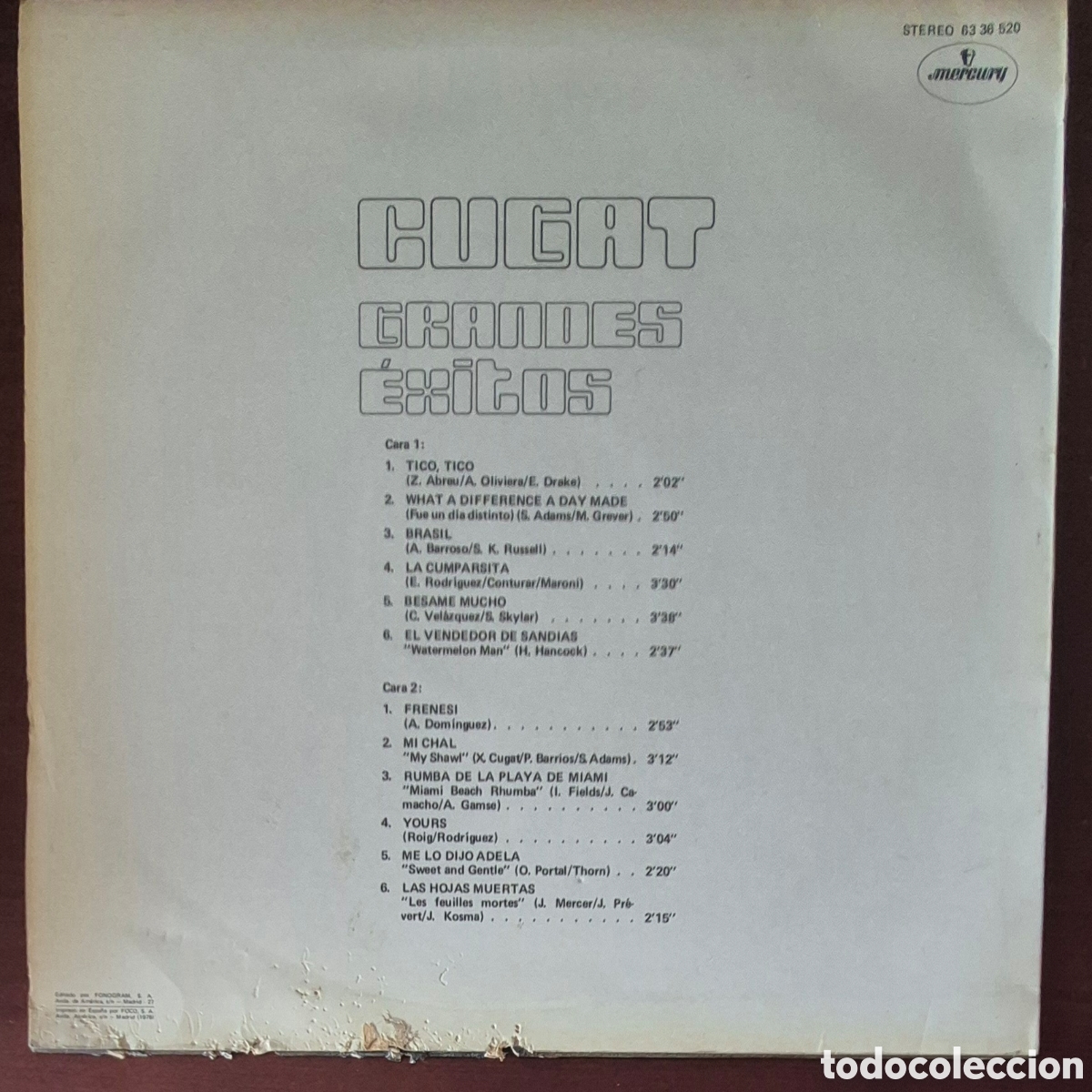 Discos de vinilo: LP - XAVIER CUGAT - CUGAT GRANDES &Eacute;XITOS - Foto 2