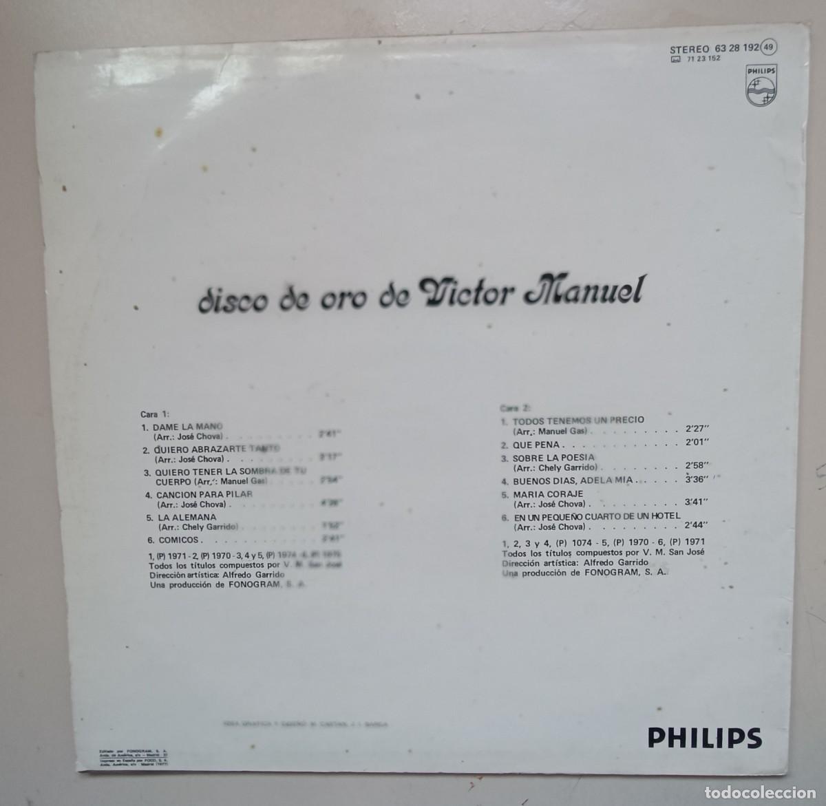 Discos de vinilo: V&iacute;ctor Manuel - Disco de oro - Foto 2