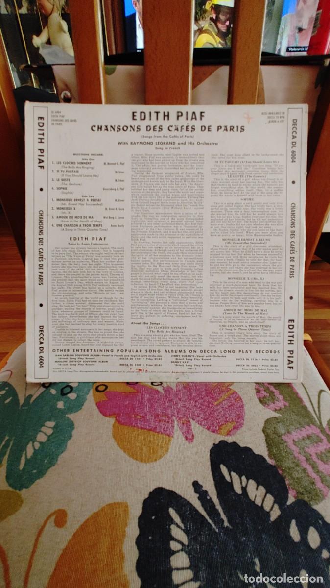 Discos de vinilo: EDITH PIAF-LP DE 10 CHANSONS DES CAFES DE PARIS - Foto 2