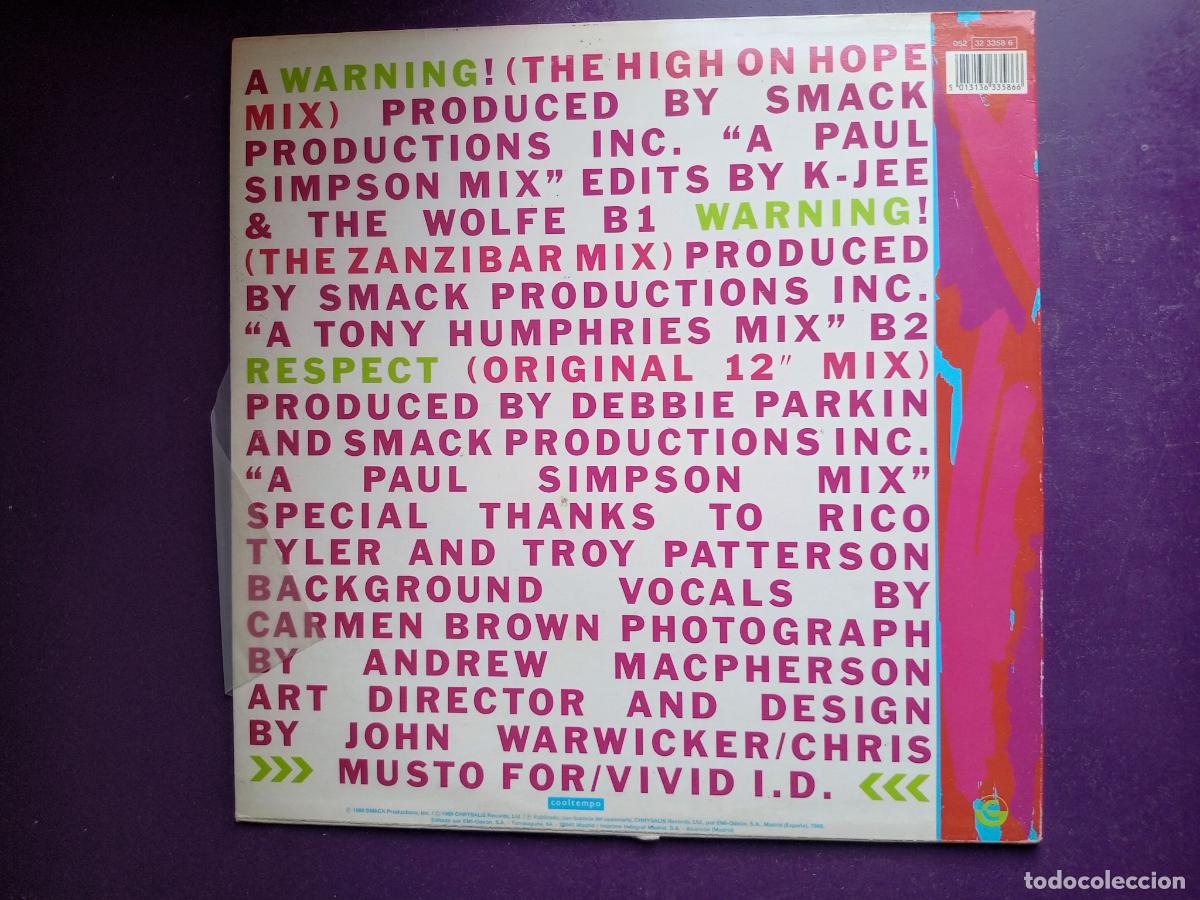 Discos de vinilo: Adeva &lrm;&ndash; Warning - MAXI CHRYSALIS 1989 - HOUSE ELECTRONICA, DISCO - Foto 2