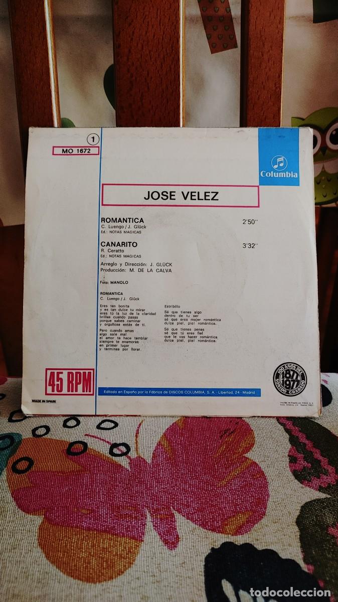 Discos de vinilo: JOSE VELEZ-SINGLE ROMANTICA-NUEVO - Foto 2