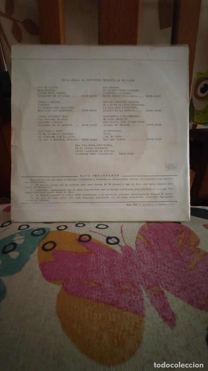 Discos de vinilo: ANTONIO MOLINA-EP EL AGUA DEL AVELLANO +3 - Foto 2