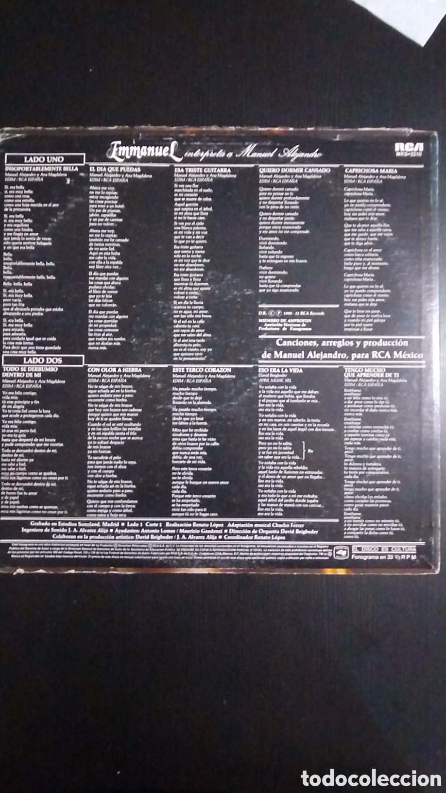 Discos de vinilo: Emmanuel &iacute;ntimamente LP - Foto 2