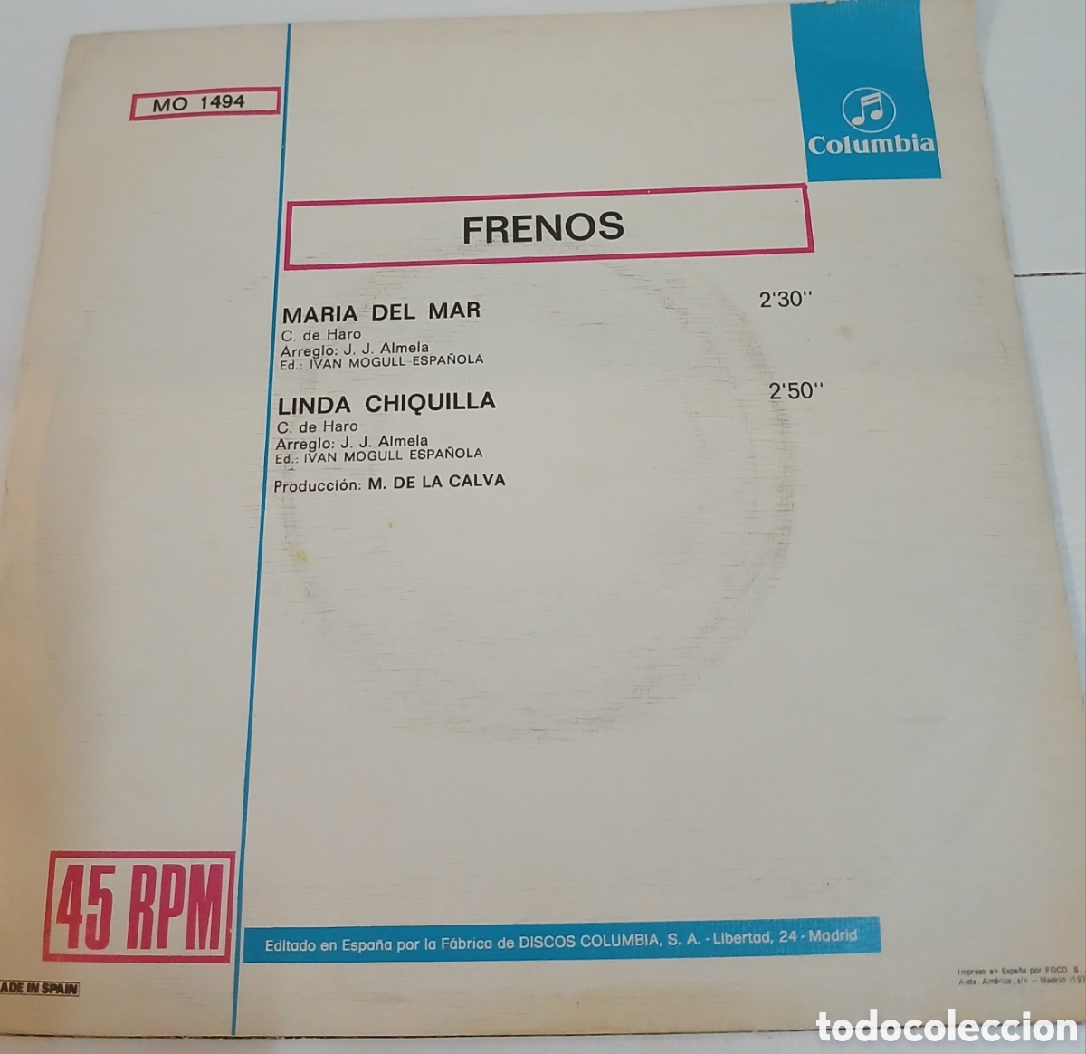 Discos de vinilo: FRENOS DISCOS SINGLE - Foto 2