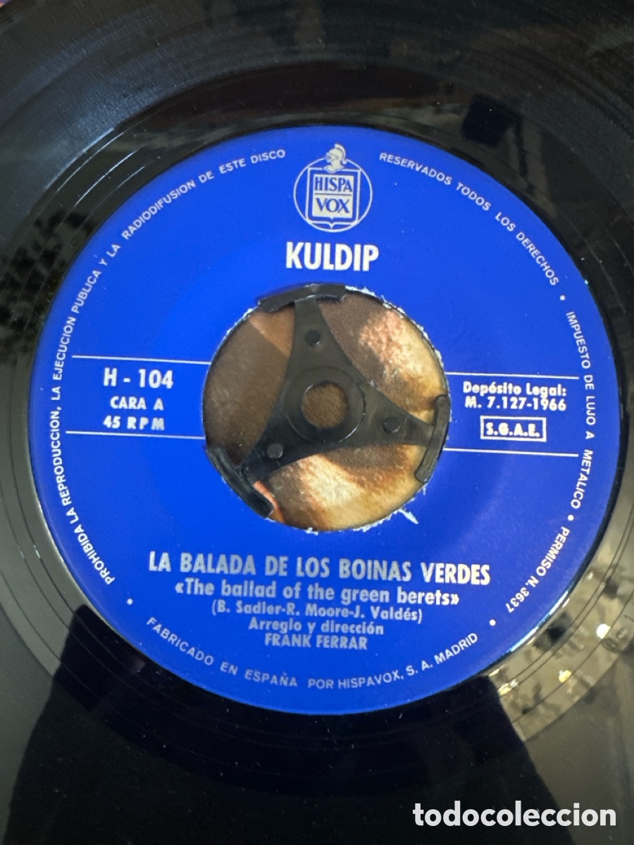 Discos de vinilo: KULDIP - LA BALADA DE LOS BOINAS VERDES SINGLE 1966 - Foto 3