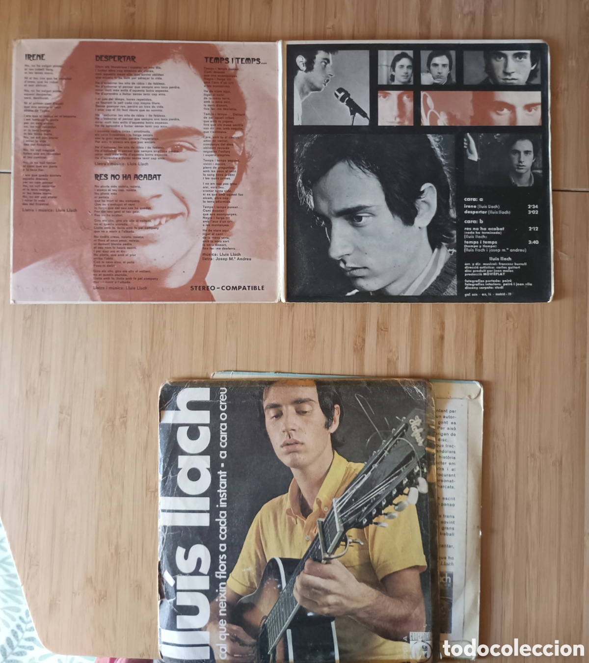 Discos de vinilo: 3 Singles LLU&Iacute;S LLACH - Foto 2