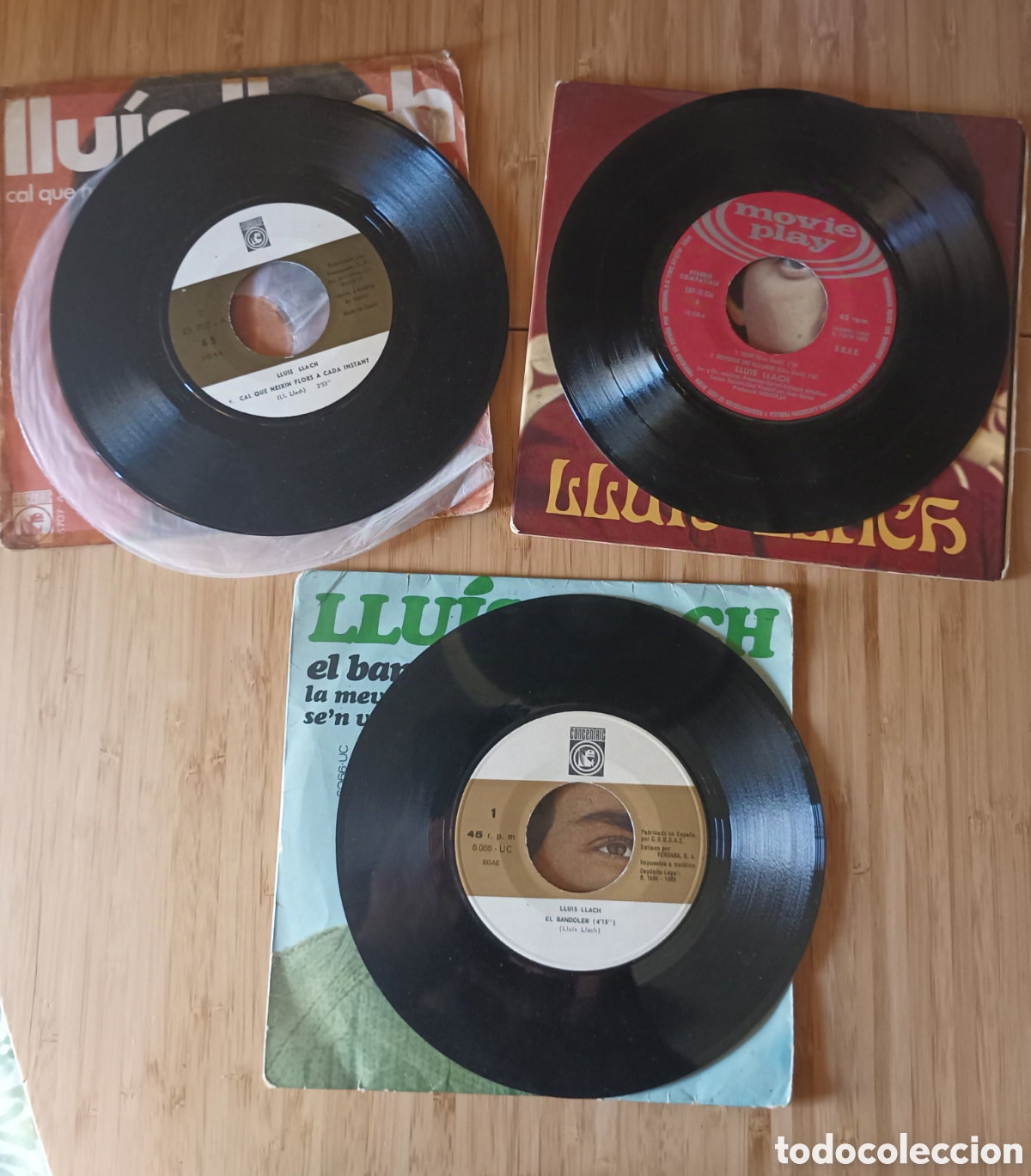 Discos de vinilo: 3 Singles LLU&Iacute;S LLACH - Foto 3