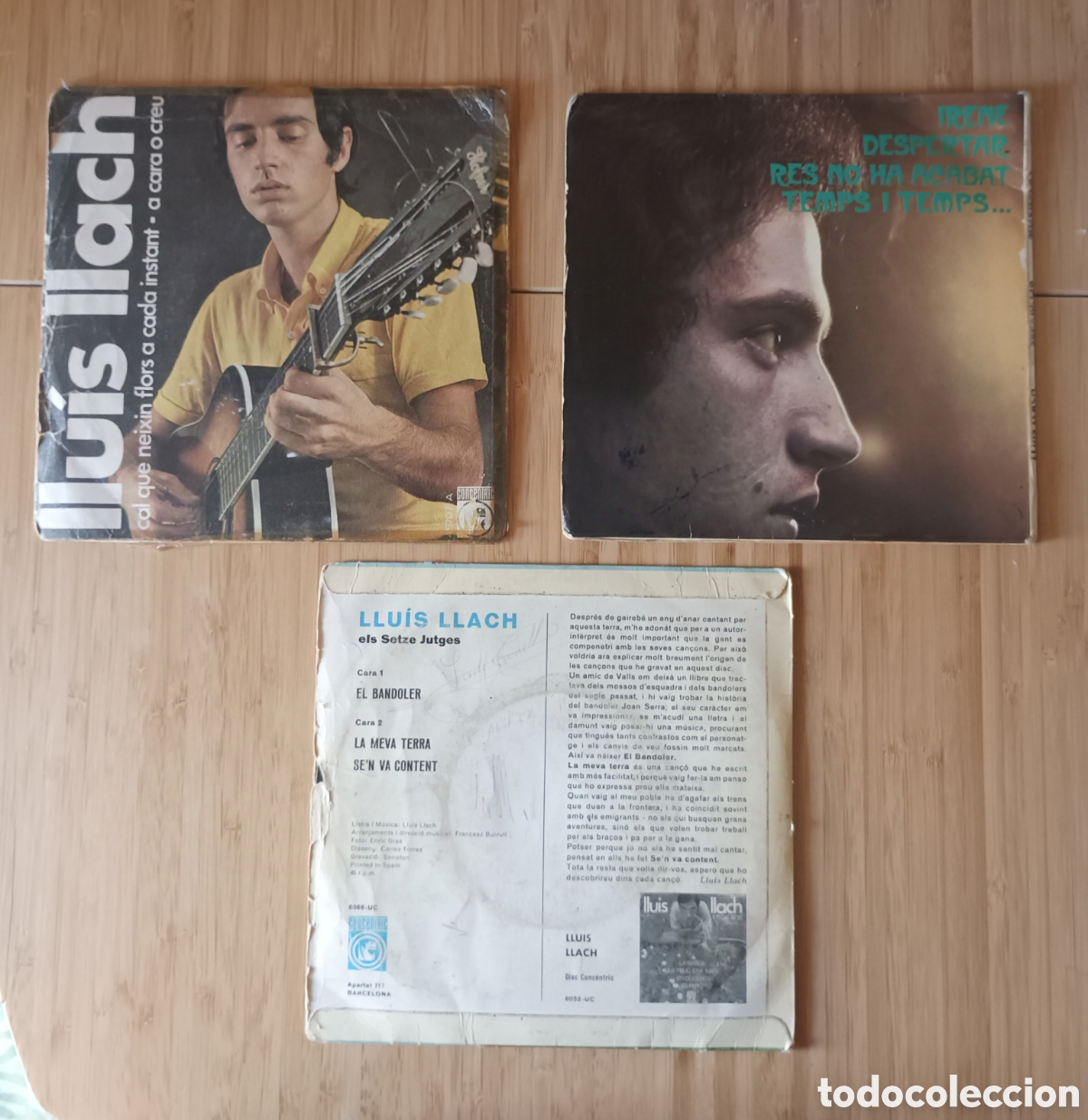 Discos de vinilo: 3 Singles LLU&Iacute;S LLACH - Foto 4