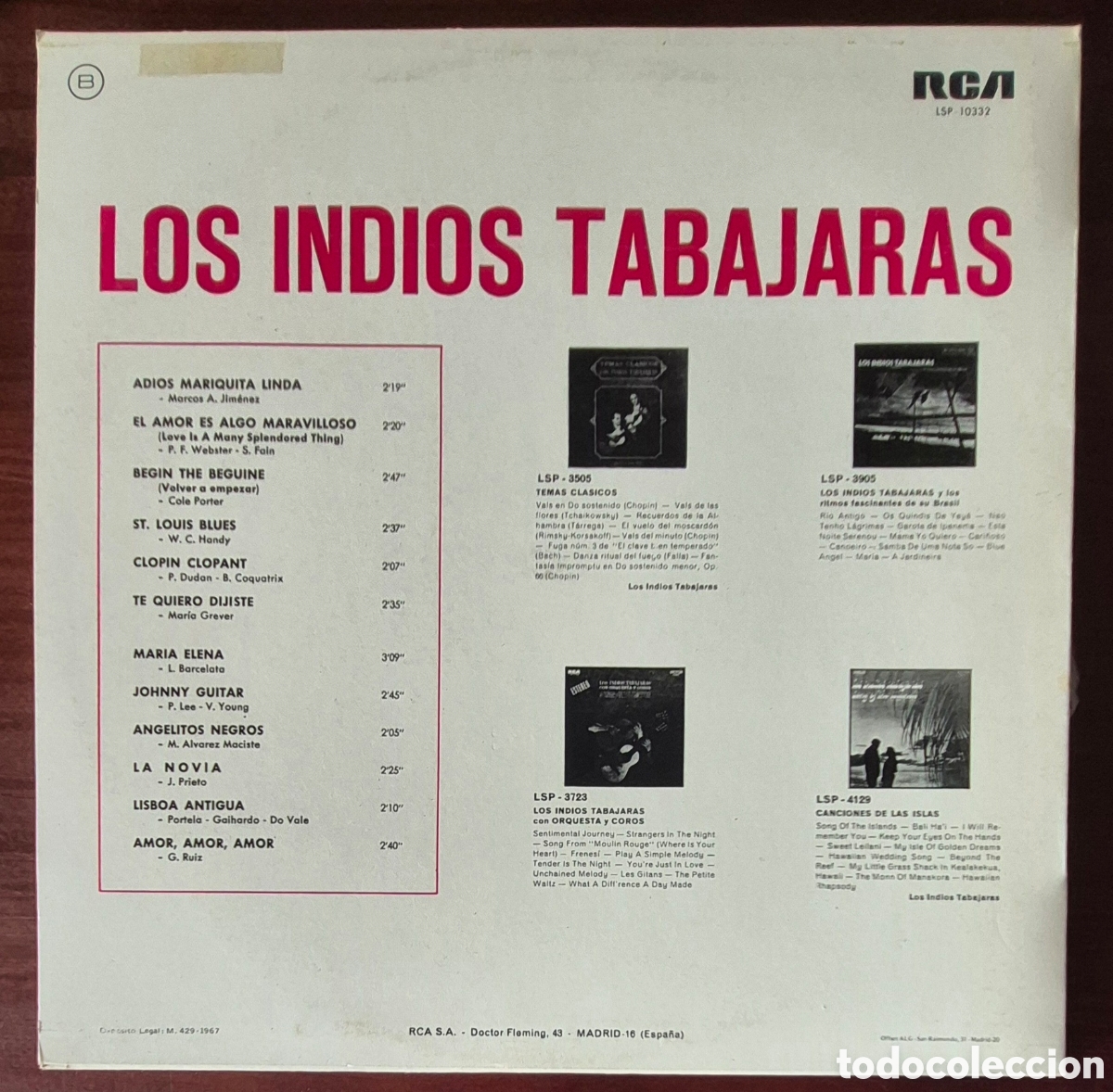 Discos de vinilo: LP - LOS INDIOS TABAJARAS - 1967 - Foto 2