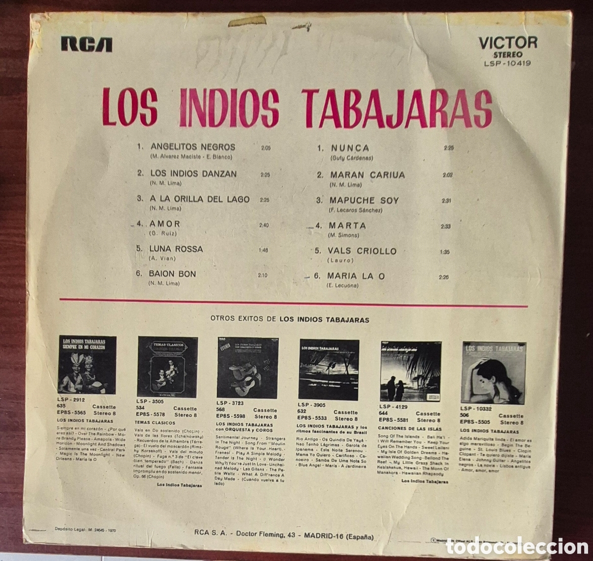 Discos de vinilo: LP - LOS INDIOS TABAJARAS - 1970 - Foto 2