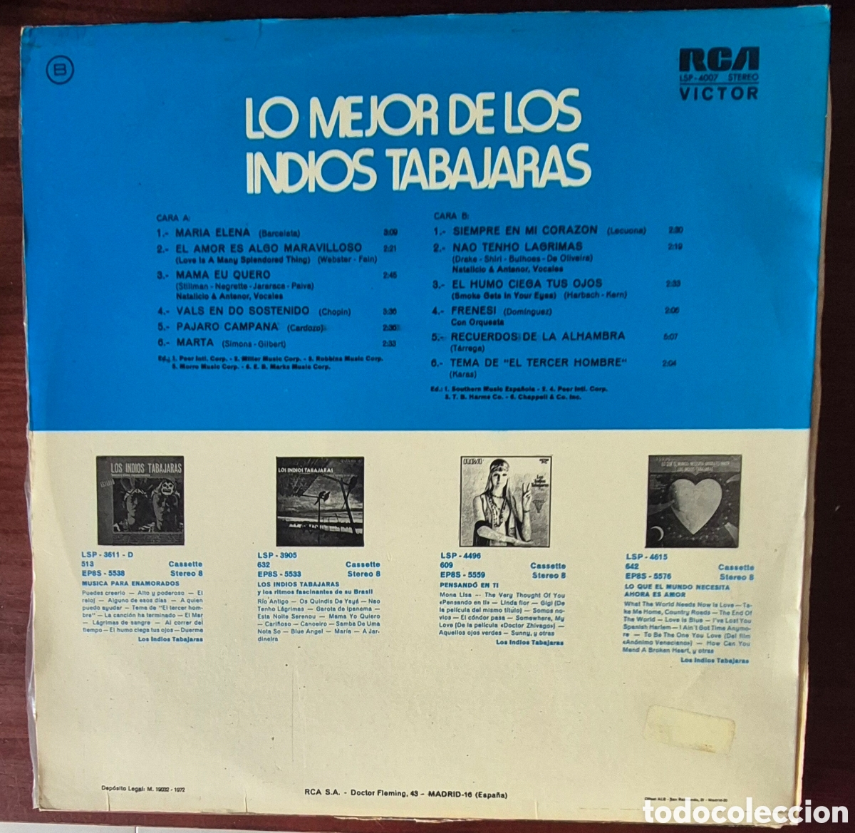 Discos de vinilo: LP - LOS INDIOS TABAJARAS - LO MEJOR DE LOS INDIOS TABAJARAS - 1972 - Foto 2