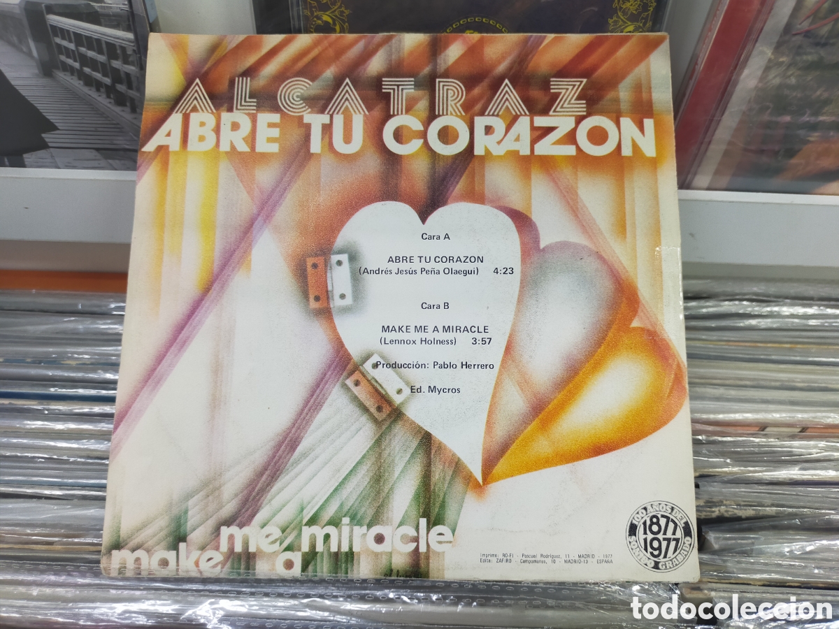 Discos de vinilo: Alcatraz single promocional abre tu coraz&oacute;n 1977 - Foto 2