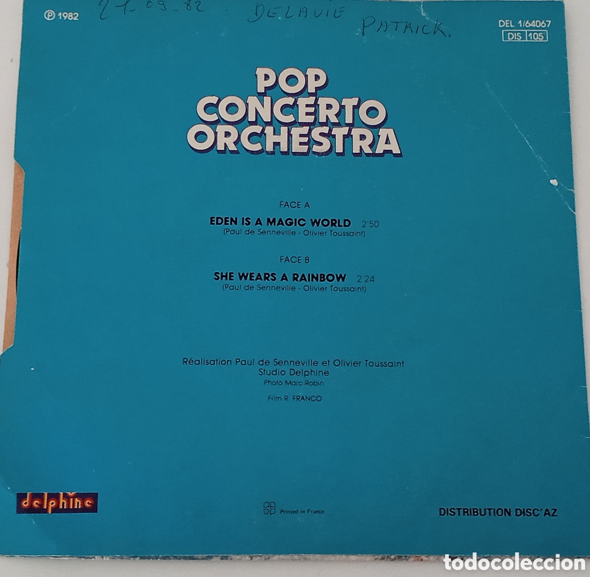 Discos de vinilo: POP CONCERTO ORCHESTRA - Eden is a magic world (1982) single - Foto 2
