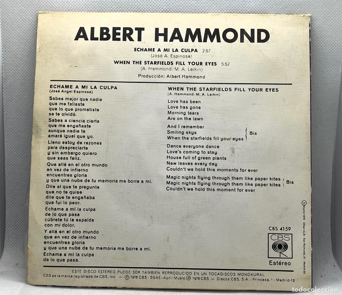 Discos de vinilo: DISCO E.P. ALBERT HAMMOND, ECHAME A MI LA CULPA, ANTIGUO -. FLA - Foto 2