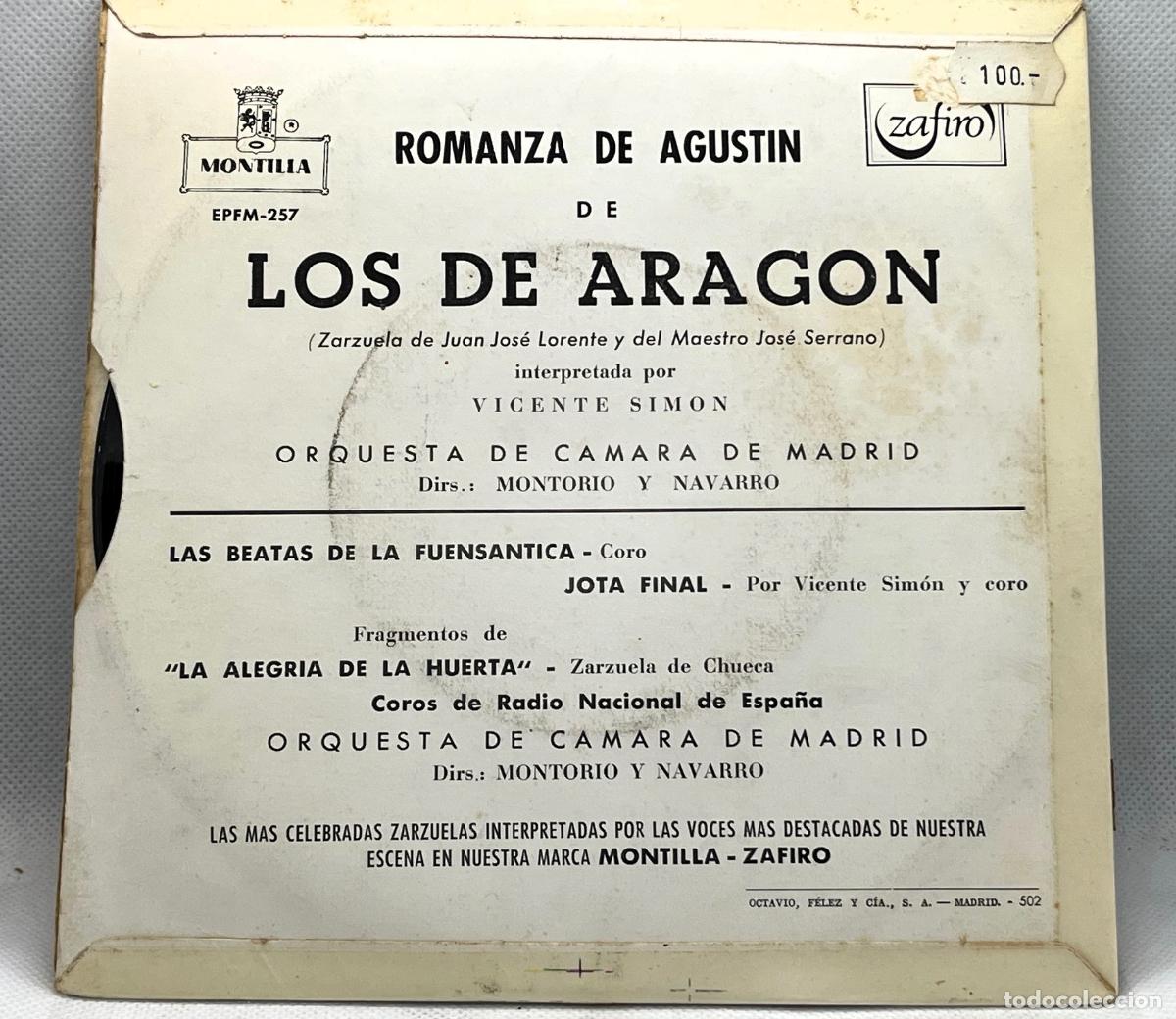 Discos de vinilo: DISCO E.P. LOS DE ARAGON, LA ALEGRIA DE LA HUERTA, ANTIGUO -. FLA - Foto 2