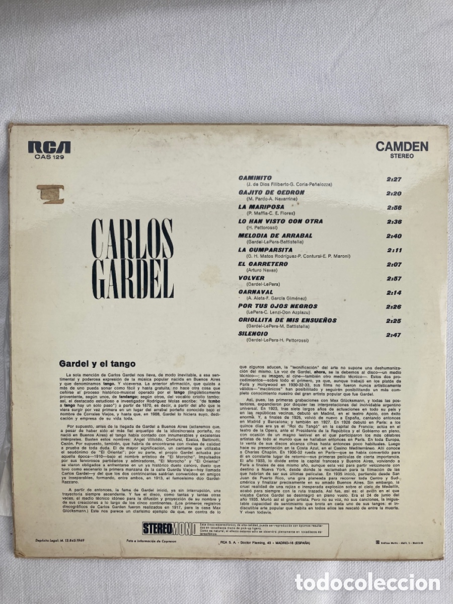 Discos de vinilo: Carlos Gardel Caminito y dem&aacute;s - Foto 2
