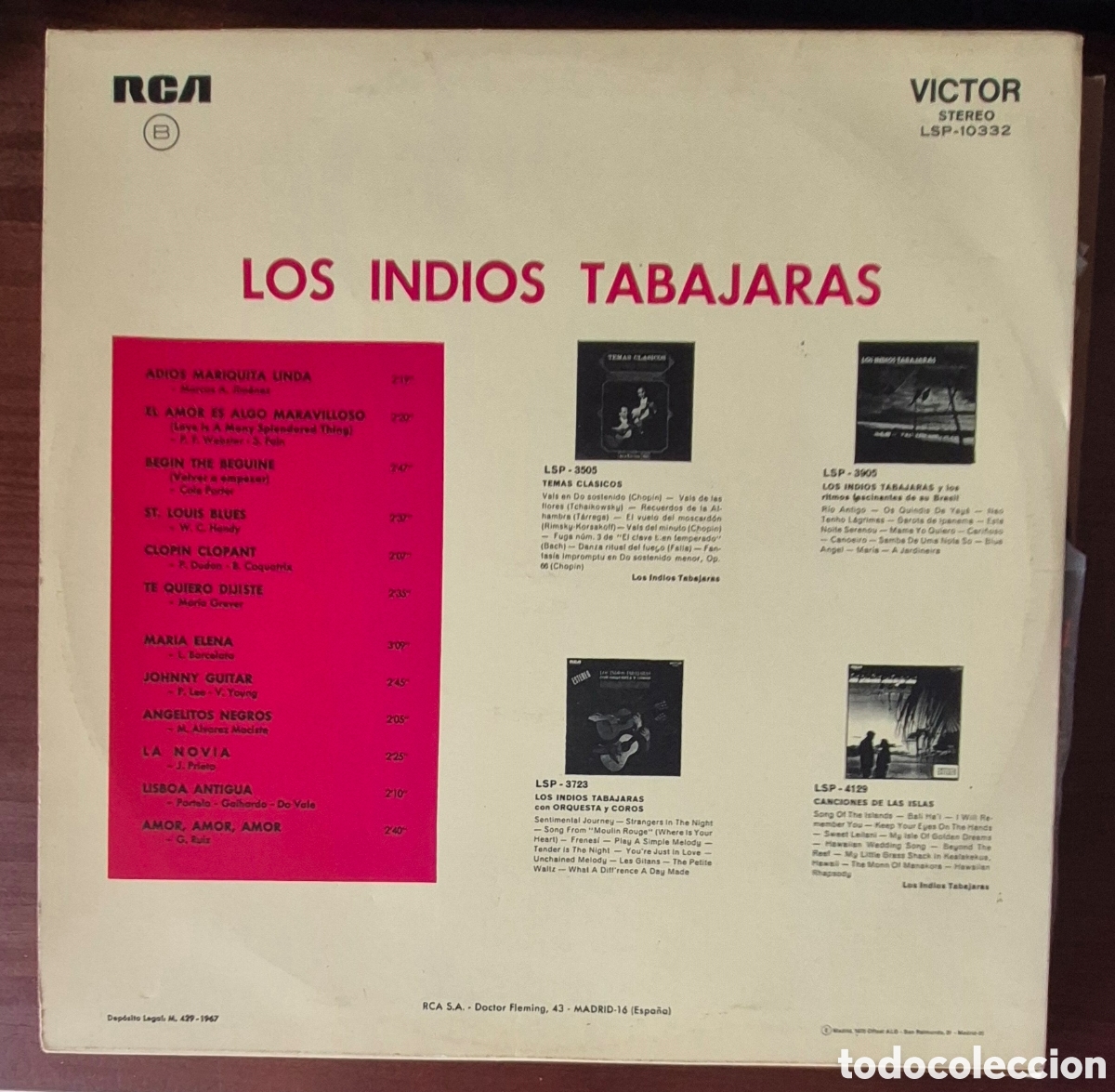 Discos de vinilo: LP - LOS INDIOS TABAJARAS - 1967 - Foto 2
