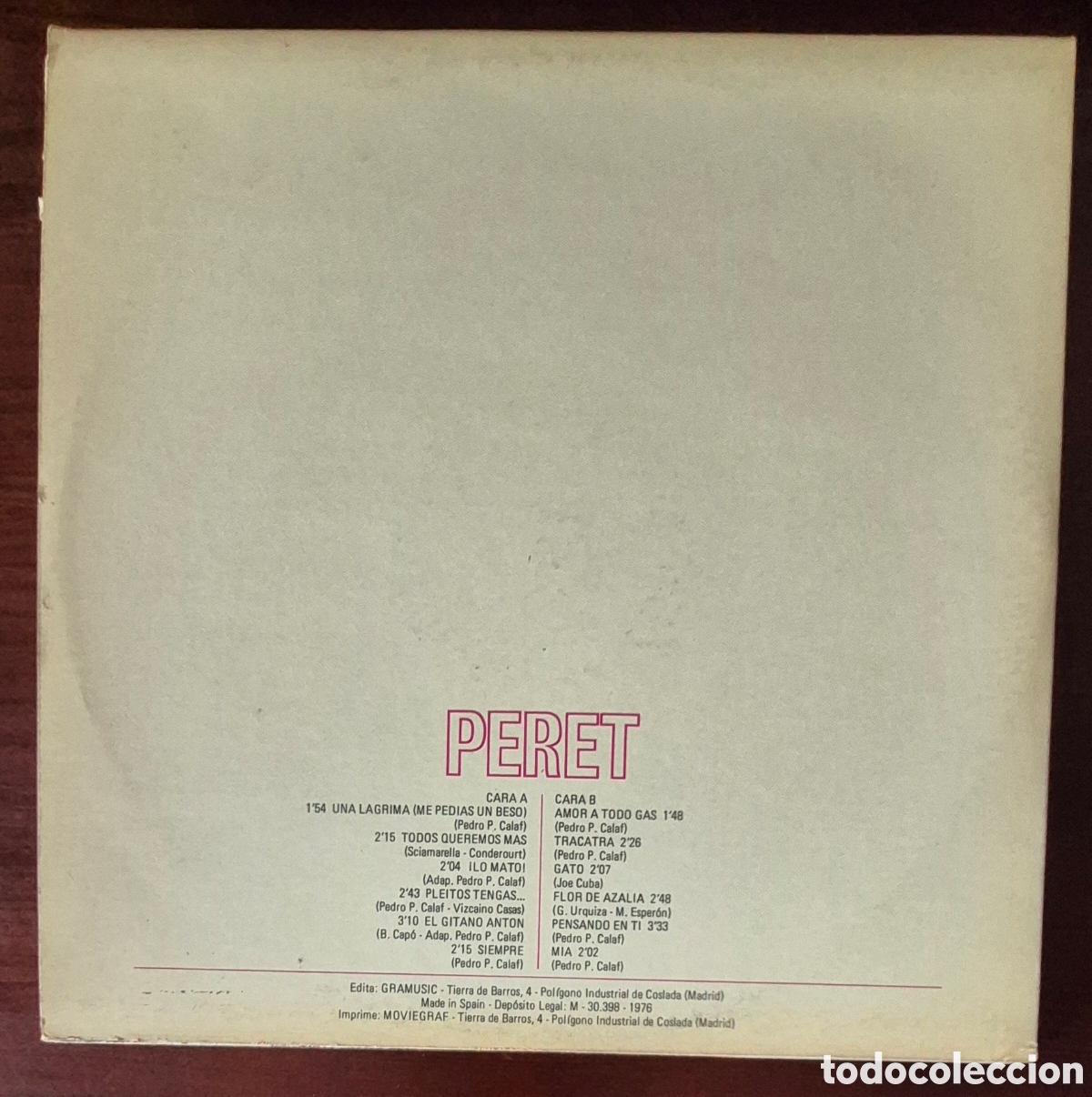 Discos de vinilo: LP - PERET - PERET - 1976 - Foto 2