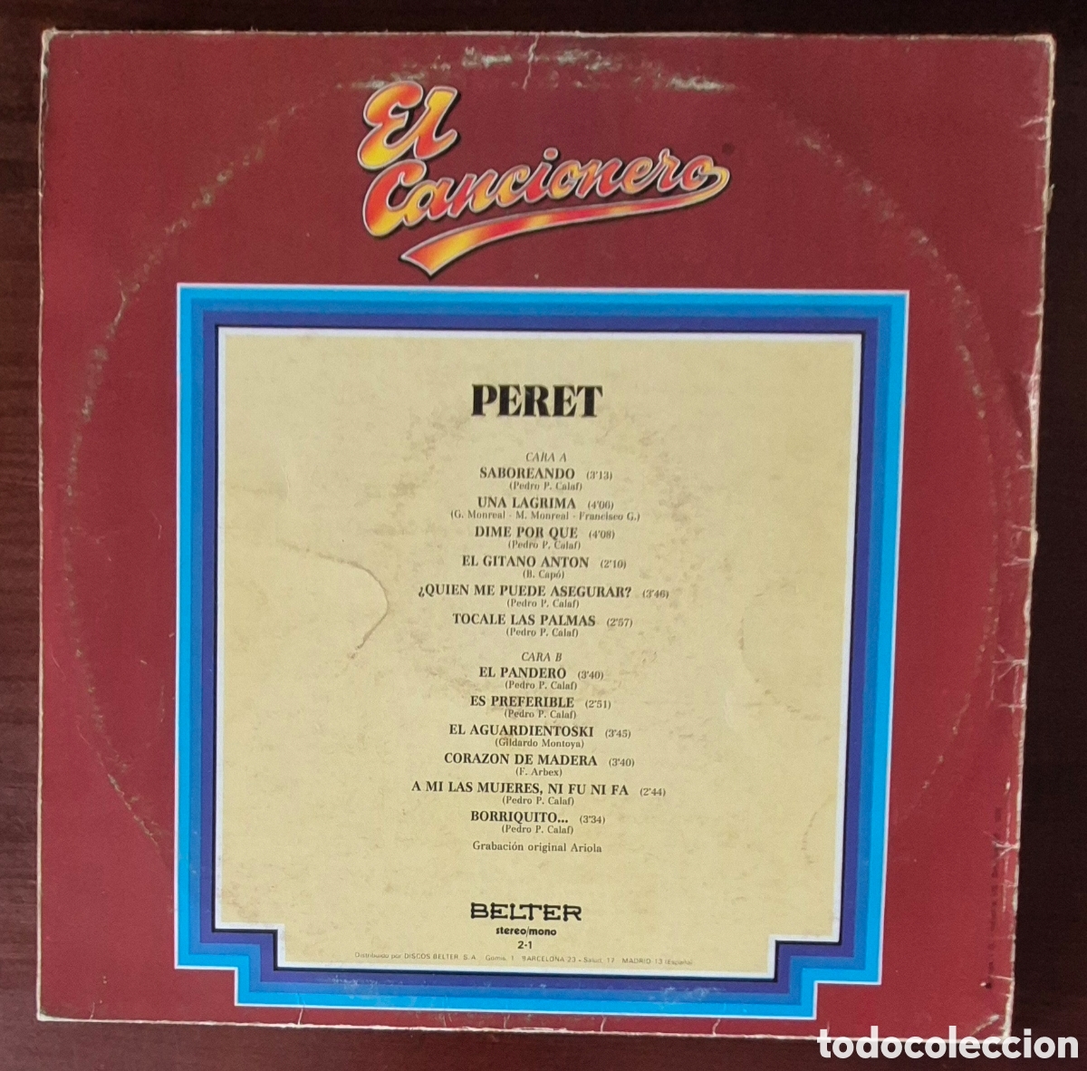 Discos de vinilo: LP - PERET - EL CANCIONERO - 1979 - Foto 2