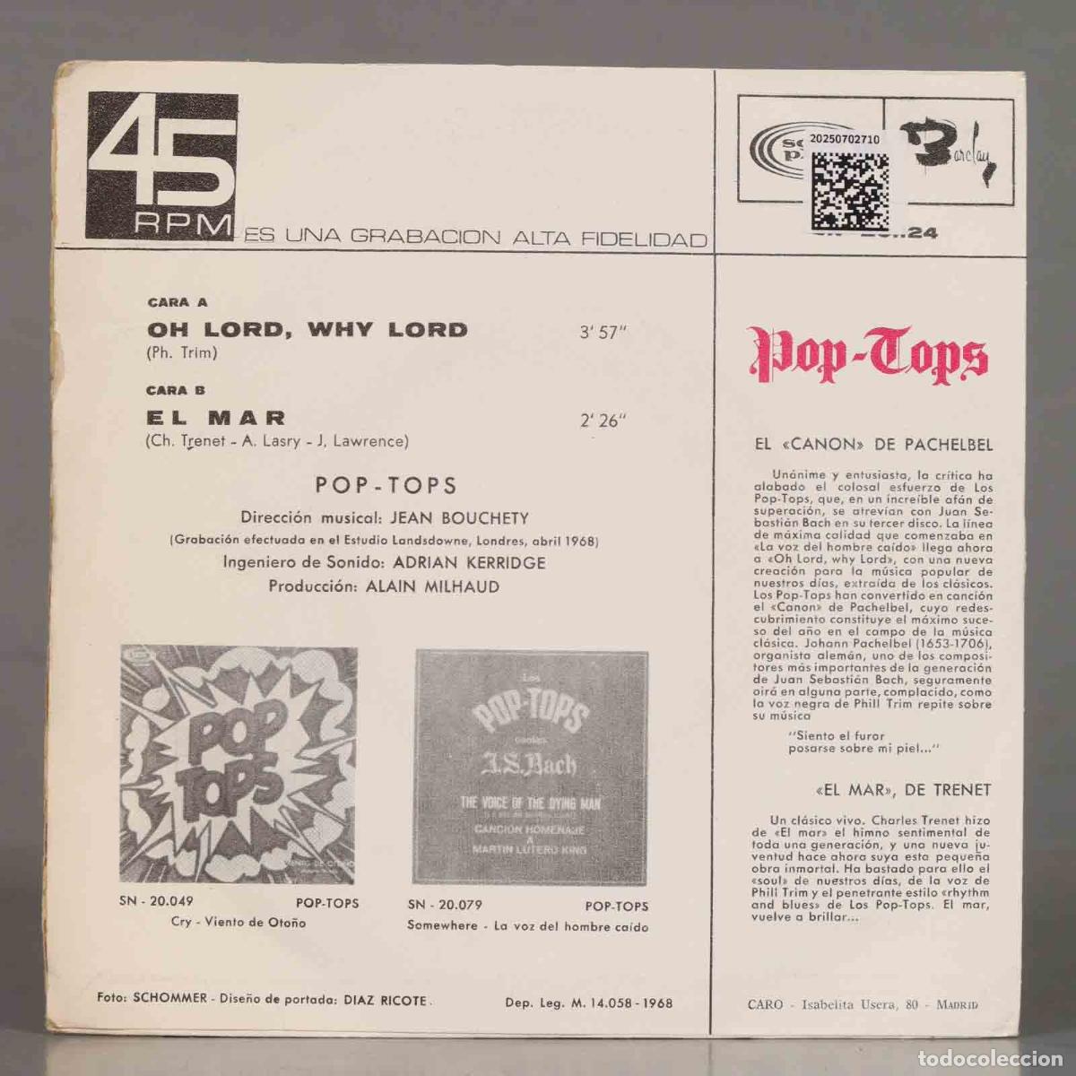 Discos de vinilo: SINGLE. Pop-Tops &ndash; Oh Lord, Why Lord - Foto 2