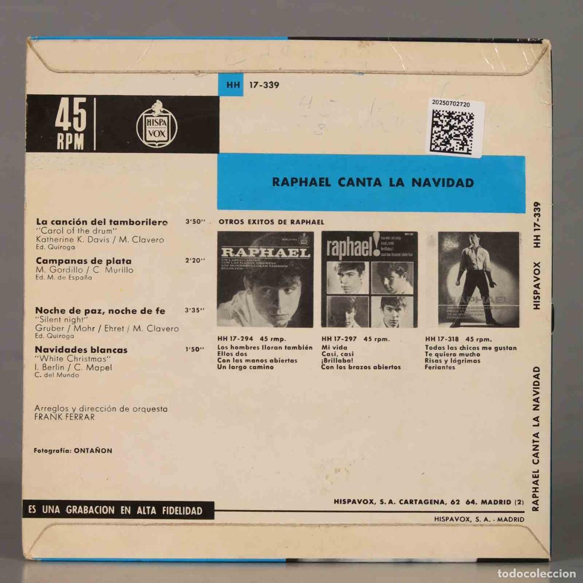Discos de vinilo: EP. Raphael &ndash; Raphael Canta La Navidad - Foto 2