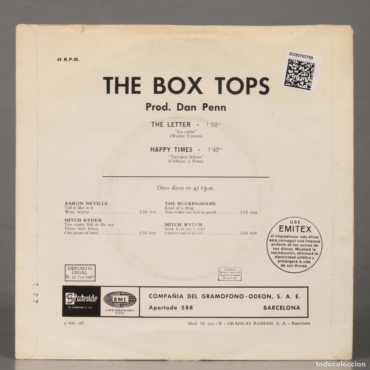 Discos de vinilo: SINGLE. The Box Tops &ndash; The Letter - Foto 2