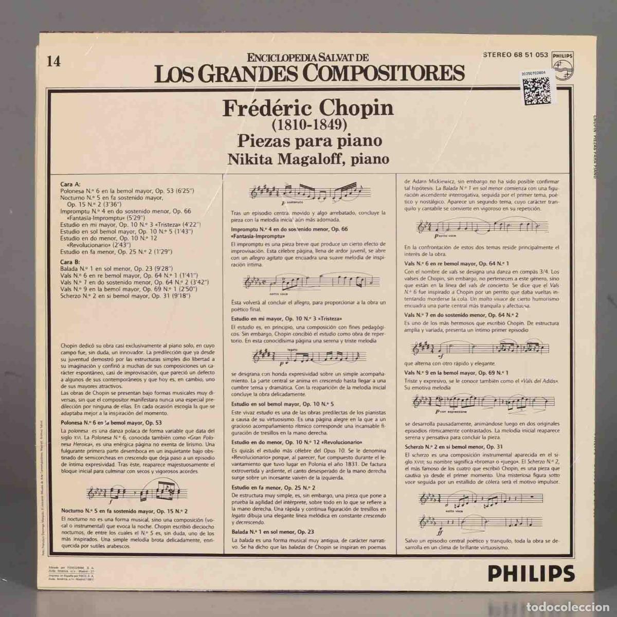 Discos de vinilo: LP. FR&Eacute;D&Eacute;RIC CHOPIN PIEZAS PARA PIANO - Foto 2