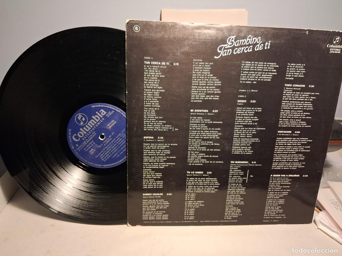 Discos de vinilo: LP BAMBINO : TAN CERCA DE TI - Foto 2
