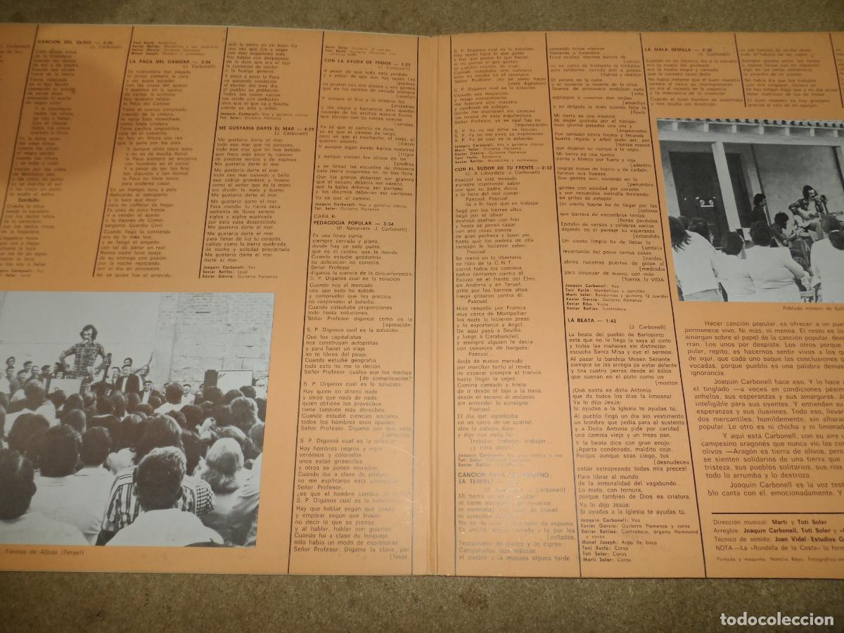 Discos de vinilo: Joaqu&iacute;n Carbonell &ndash; Con La Ayuda De Todos (SPAIN 1976) - Foto 2