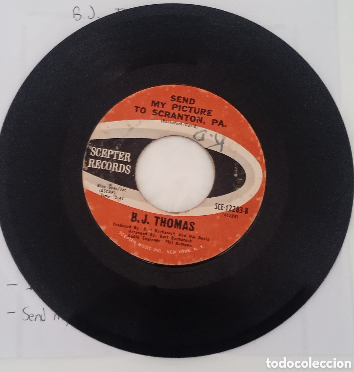 Discos de vinilo: B.J. THOMAS - I just cant help believing (1970) single - Foto 4