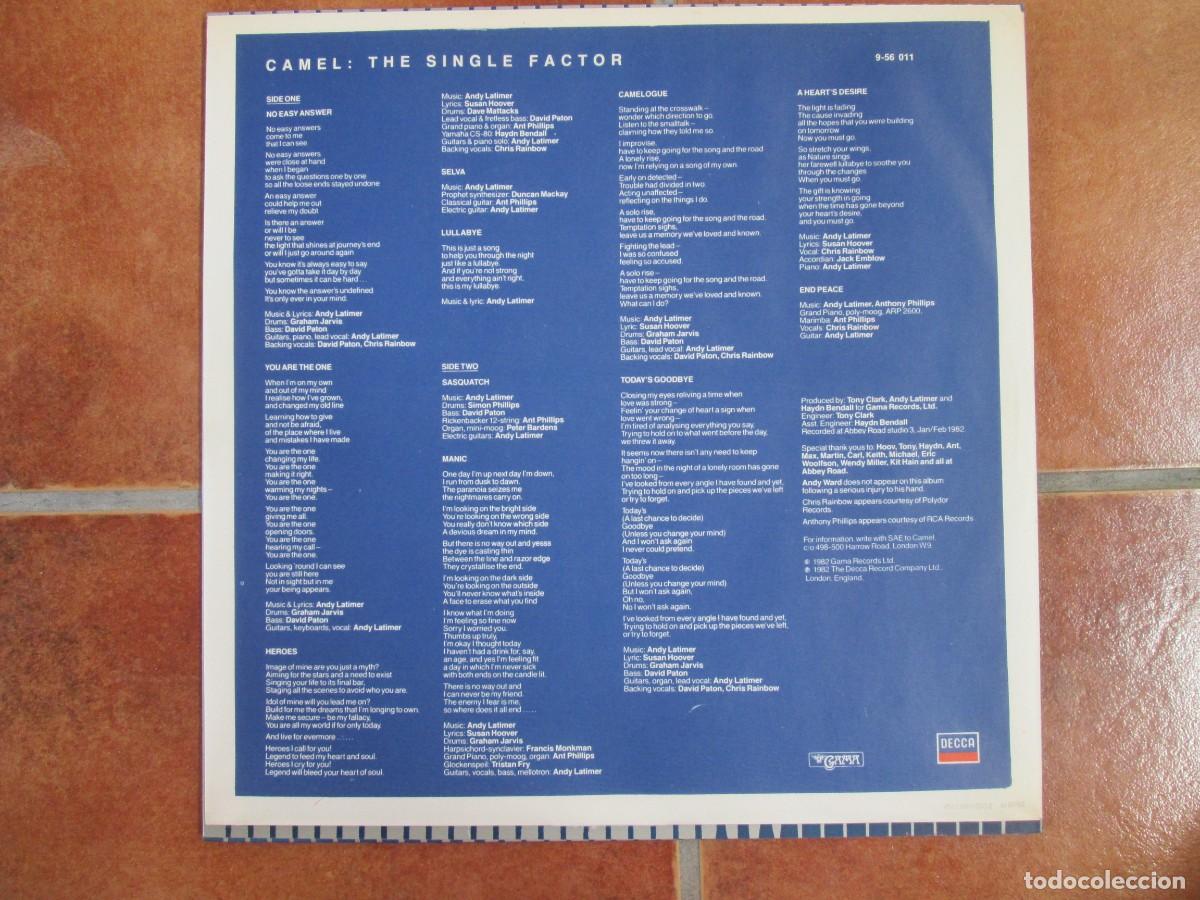 Discos de vinilo: CAMEL - The Single Factor. LP, edici&oacute;n espa&ntilde;ola 12&rdquo; 1982. Insert. Impecable (NM) - Foto 3