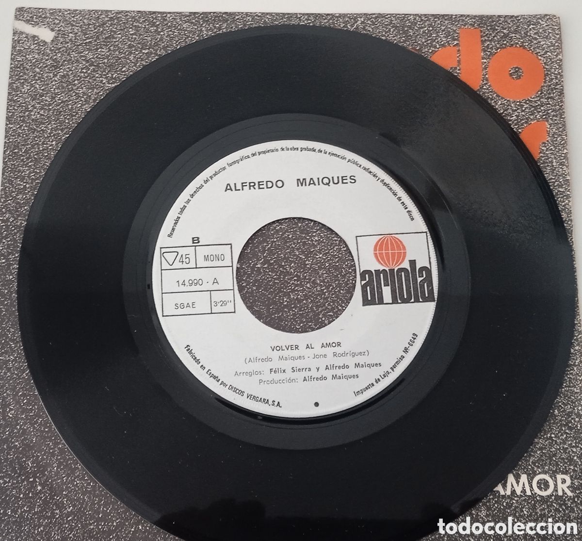 Discos de vinilo: ALFREDO MAIQUES - Nuestro d&iacute;a (1971) single - Foto 5