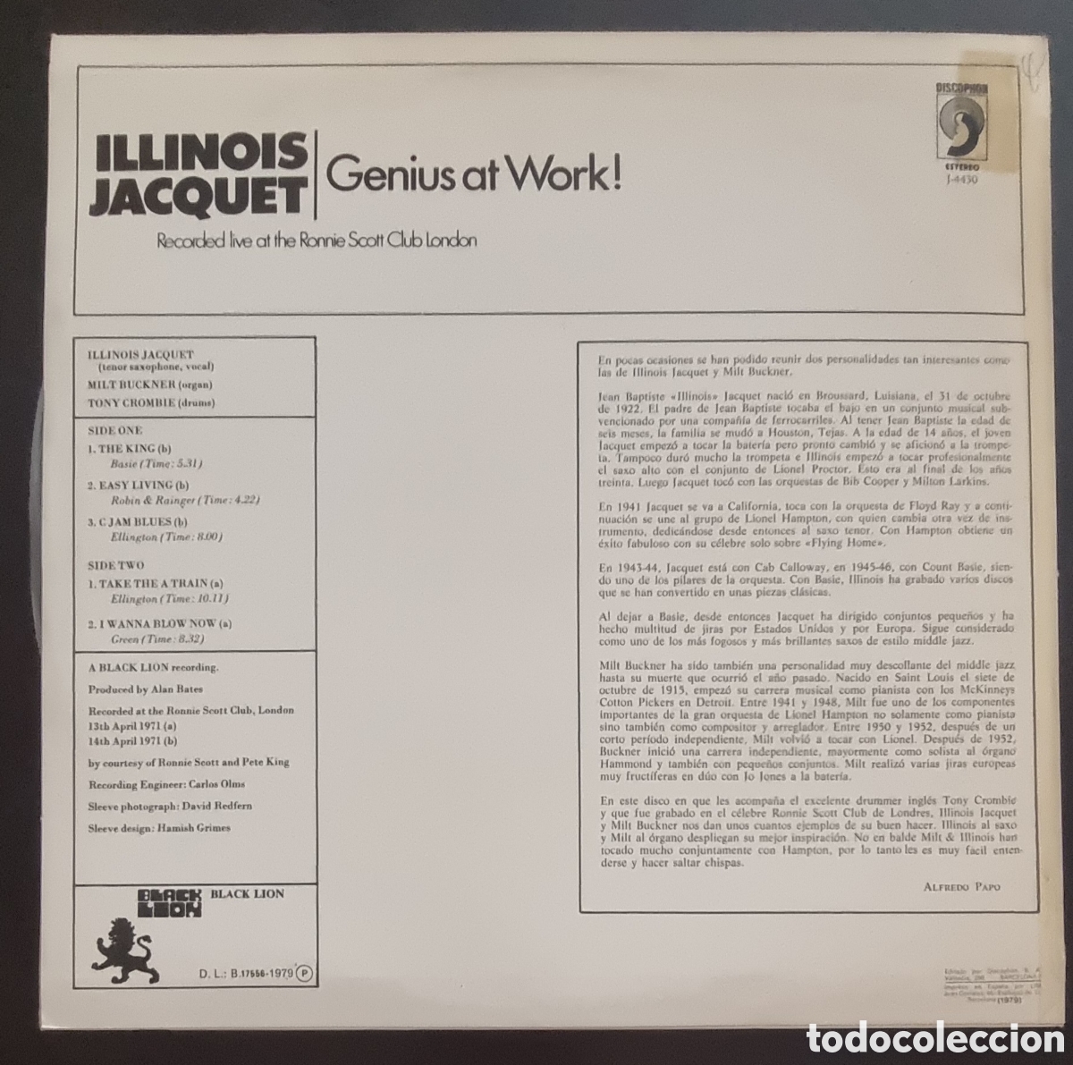 Discos de vinilo: Illinois Jacquet LP - Genius At WORK! 1979 - Foto 2