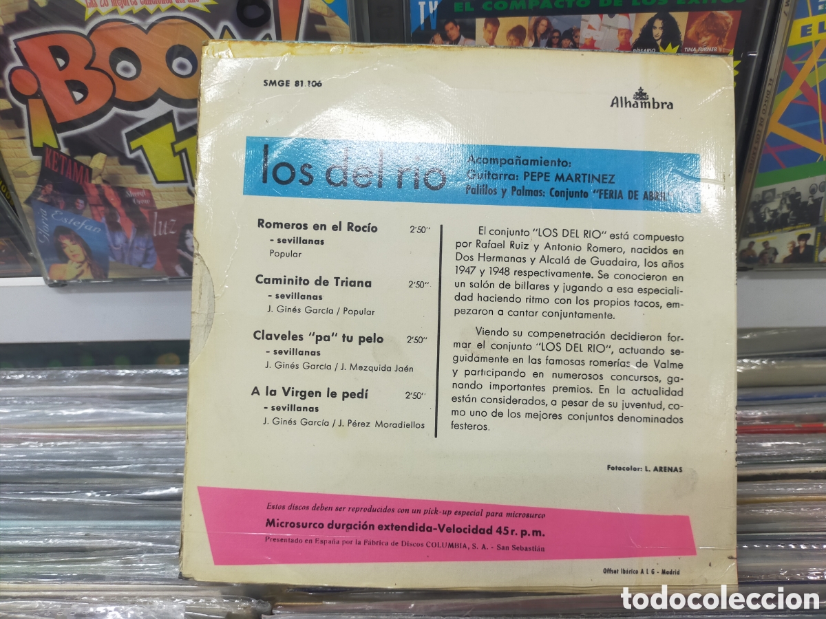 Discos de vinilo: Los del r&iacute;o ep romeros en el roc&iacute;o + 3 1966 - Foto 2
