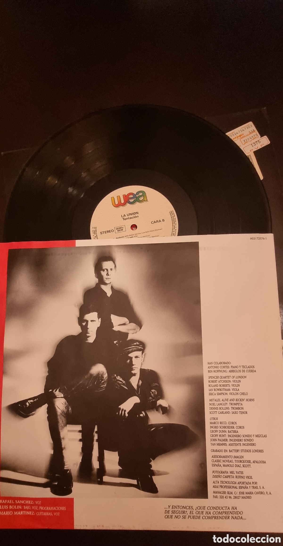 Discos de vinilo: LA UNI&Oacute;N - Tentaci&oacute;n LP 1990 - Foto 4