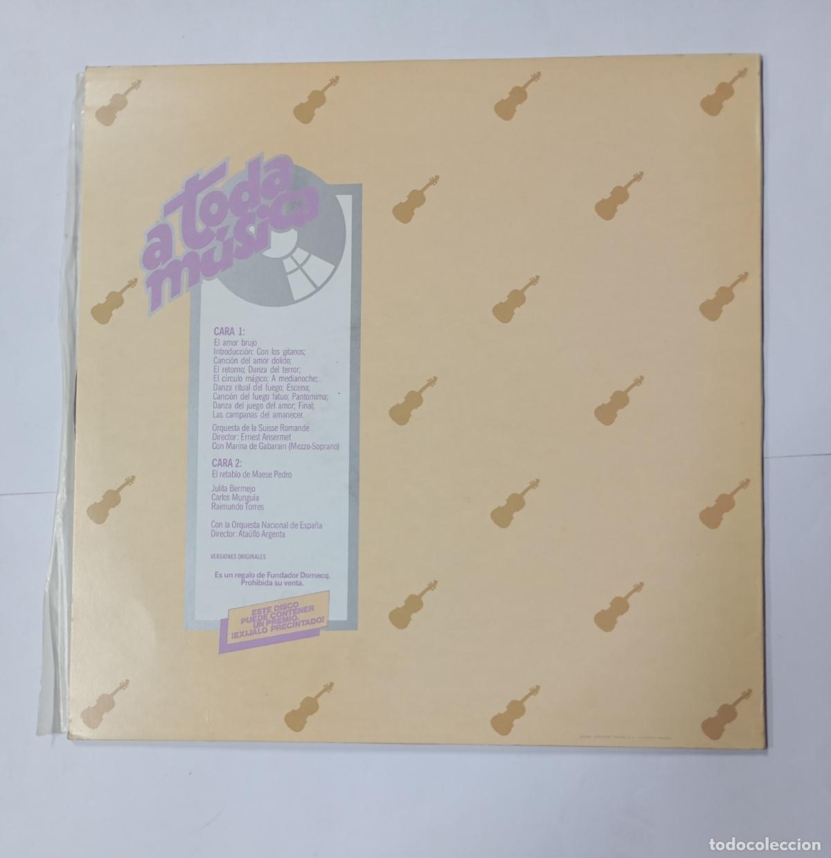 Discos de vinilo: MANUEL DE FALLA. M&Uacute;SICA GRANDE. LP. TDKDA75 - Foto 2