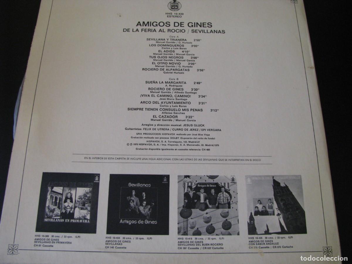 Discos de vinilo: DISCO LP VINILO. AMIGOS DE GINES. DE LA FERIA AL ROCIO - Foto 2