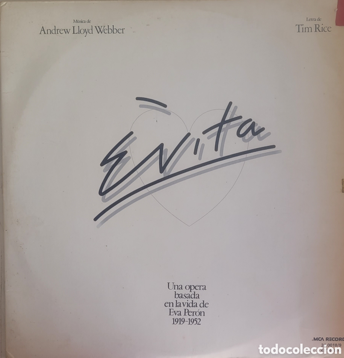 Dischi in vinile: LP EVITA &rdquo; UNA OPERA BASADA EN LA VIDA DE EVA PER&Oacute;N 1912-1952&rdquo;
