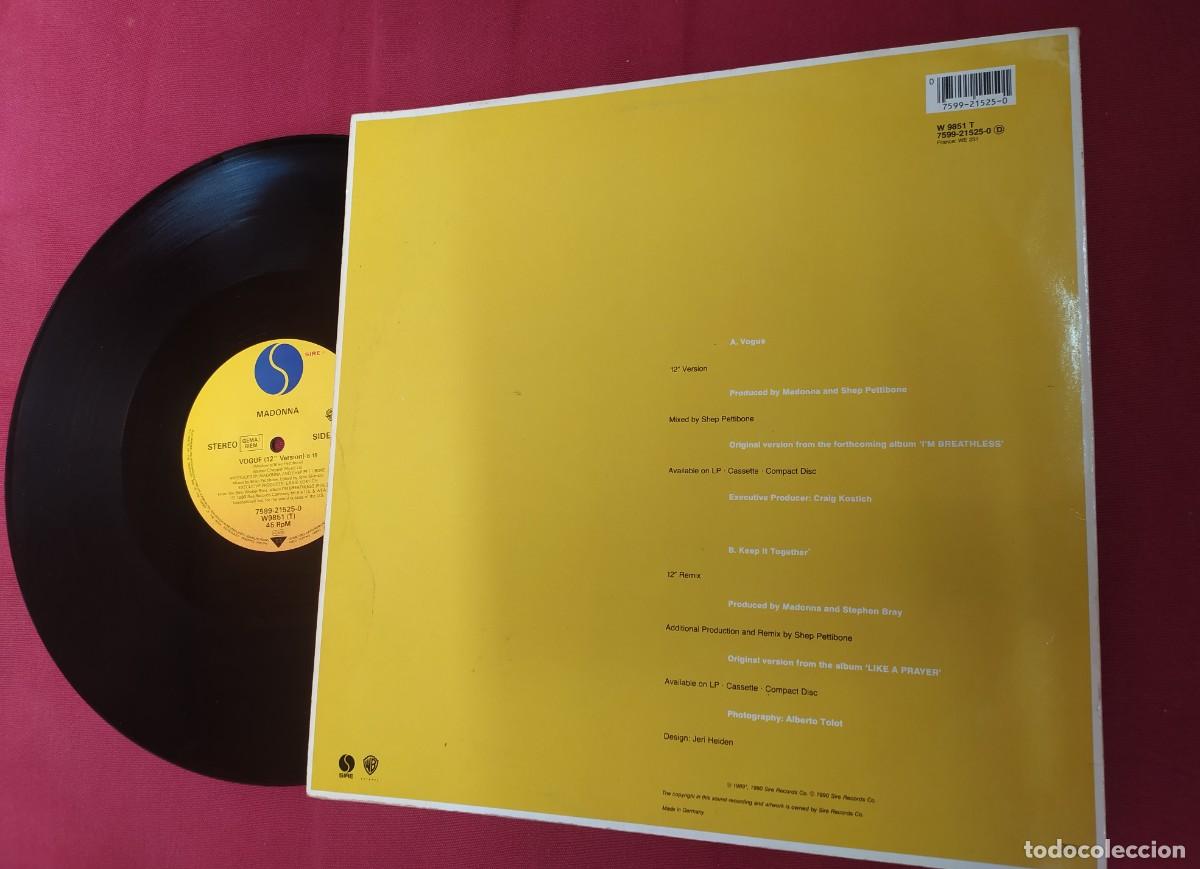 Discos de vinilo: Madonna Vogue. maxi-single 12&rdquo; version y Keep it together 12&rdquo; remix - Foto 2