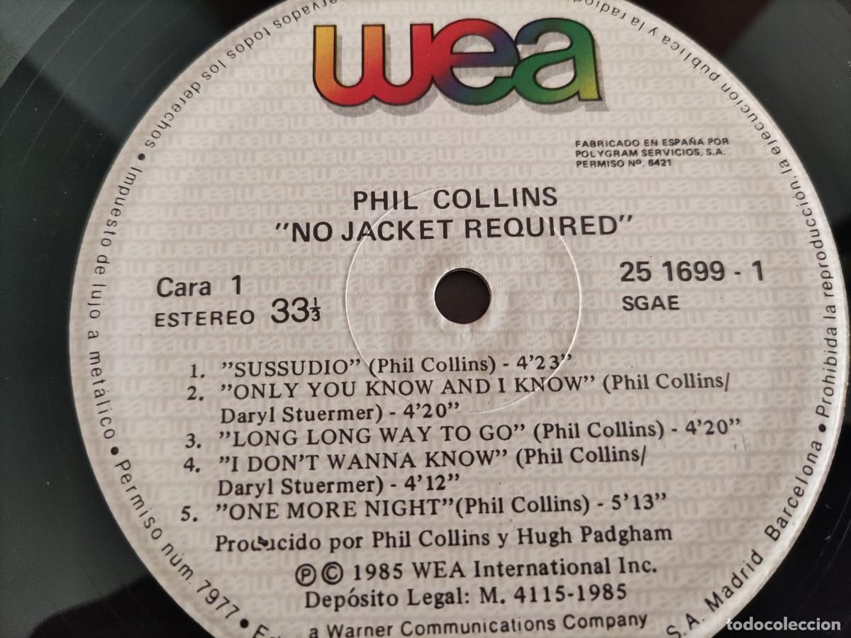 Discos de vinilo: LP 357 Phil Collins - No jacker required 1985 (Disco como nuevo) - Foto 3
