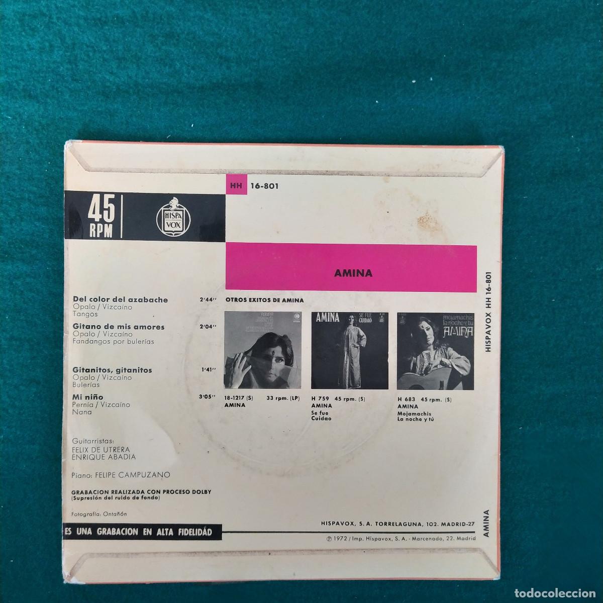 Discos de vinilo: Amina &ndash; Del Color Del Azabache - Foto 2