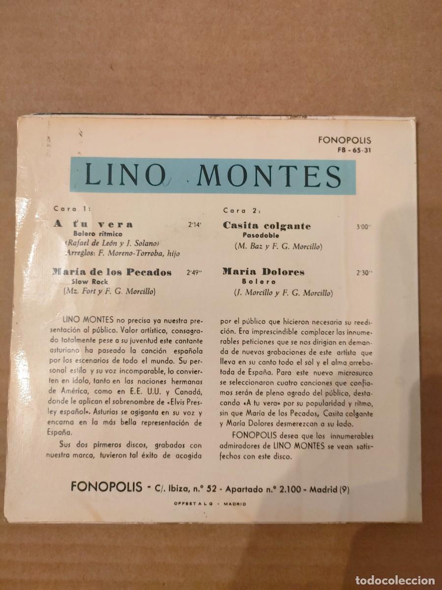 Discos de vinilo: Lino Montes. A tu vera - Foto 2
