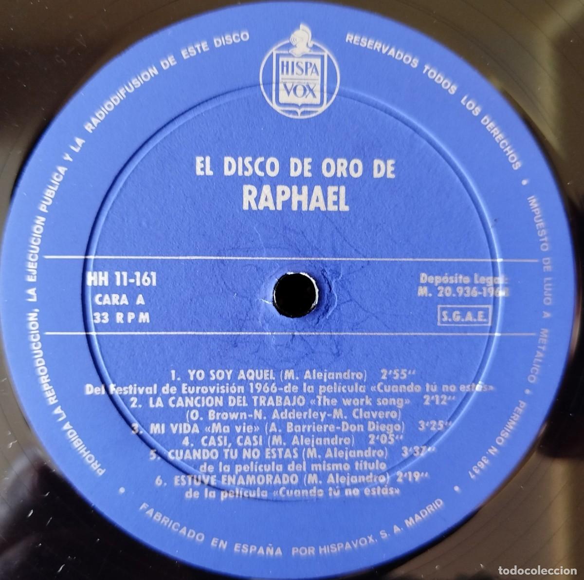 Discos de vinilo: RAPHAEL ** El Disco De Oro De Raphael ** VINILO LP 1968 - Foto 3