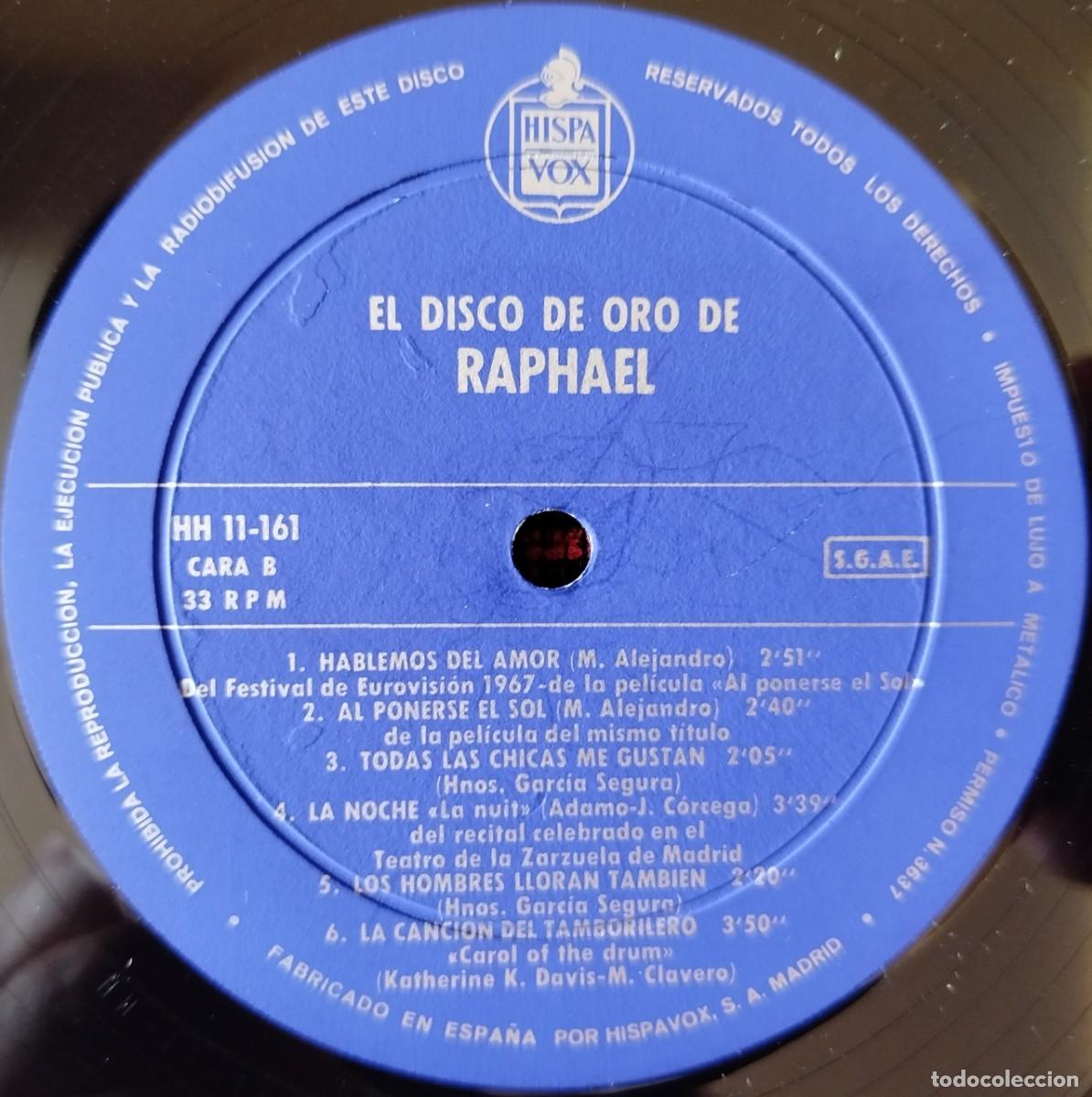 Discos de vinilo: RAPHAEL ** El Disco De Oro De Raphael ** VINILO LP 1968 - Foto 4