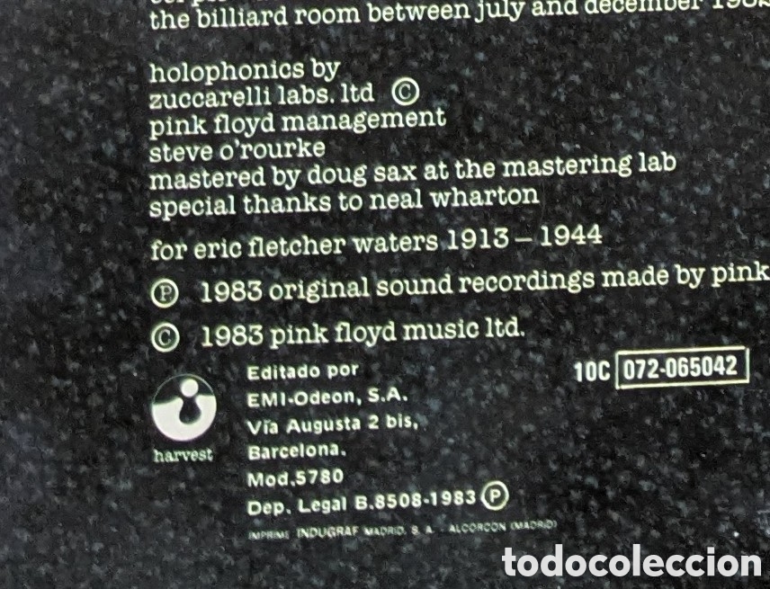 Discos de vinilo: Disco vinilo LP de Pink Floyd &rdquo;the final cut&rdquo; - Foto 3