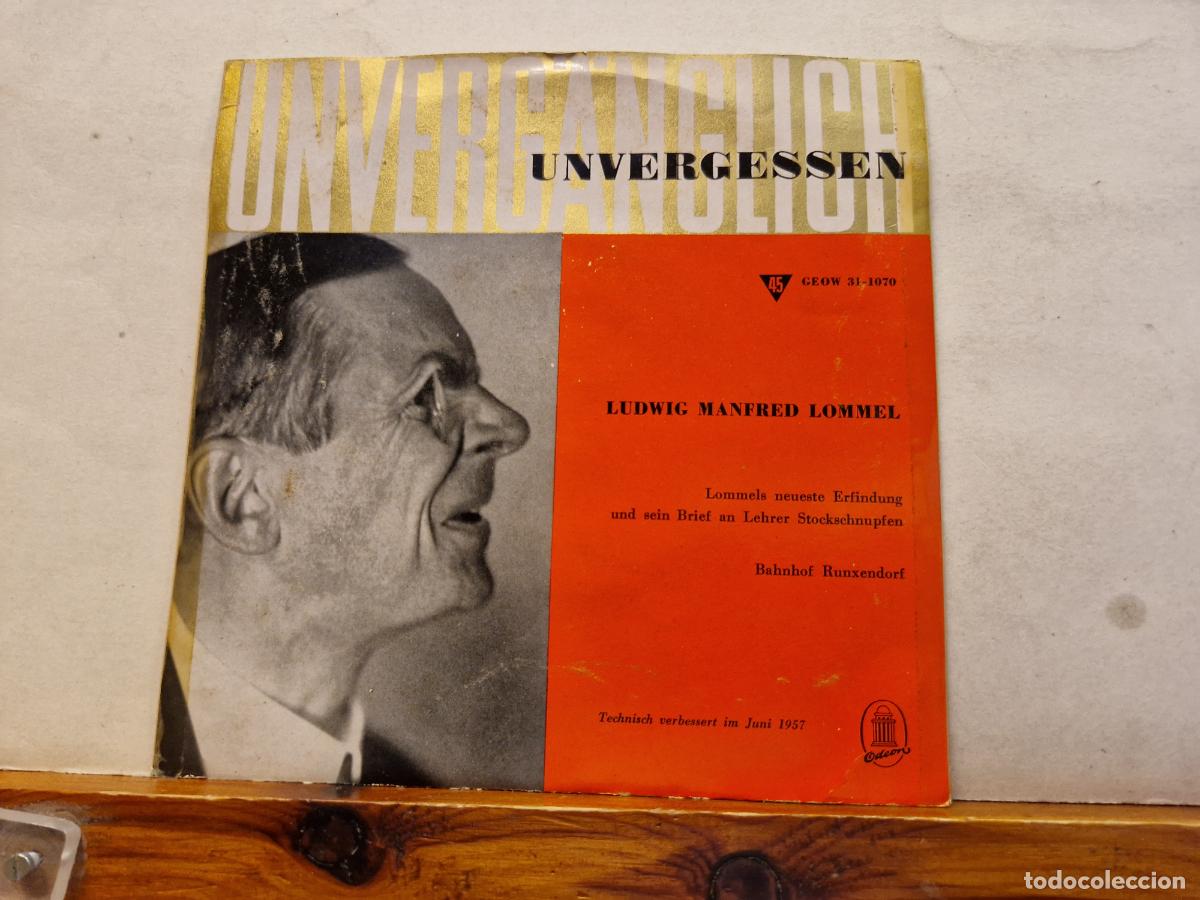 Discos de vinilo: SINGLE. UNVERGESSEN. LUDWIG MANFRED LOMMEL. - Foto 1