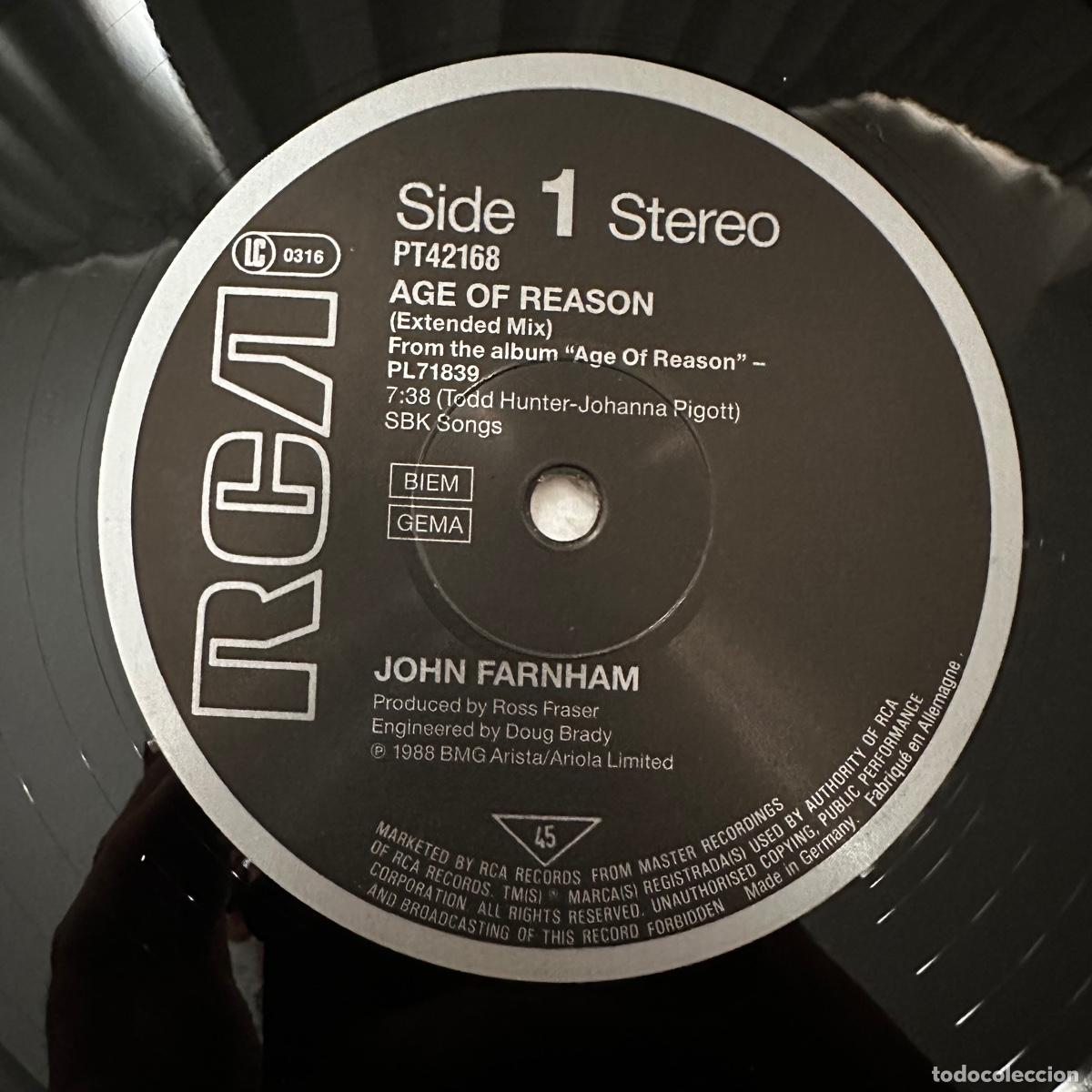 Discos de vinilo: John Farnham &lrm;&ndash; Age Of Reason, Europe 1988 RCA - Foto 3