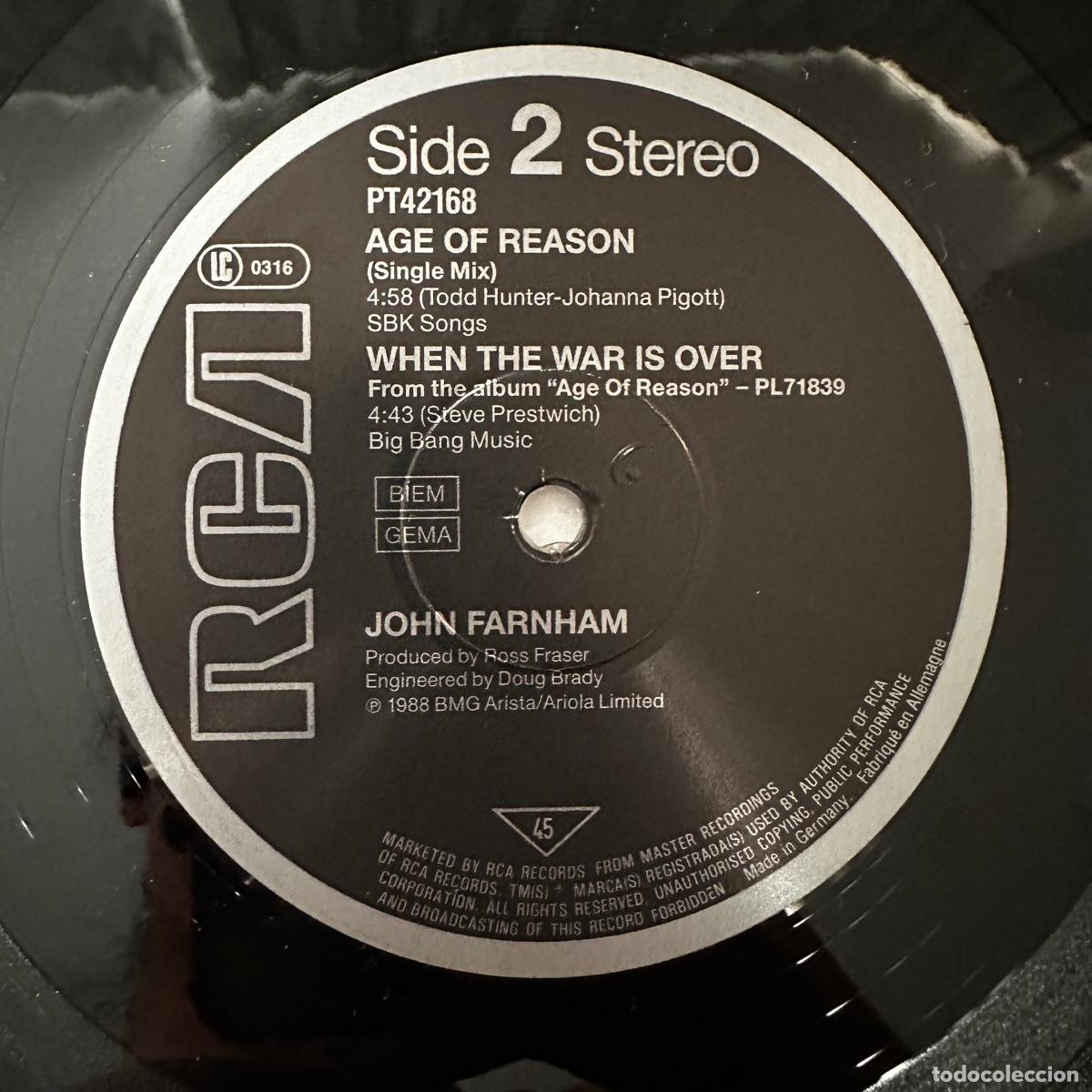 Discos de vinilo: John Farnham &lrm;&ndash; Age Of Reason, Europe 1988 RCA - Foto 4