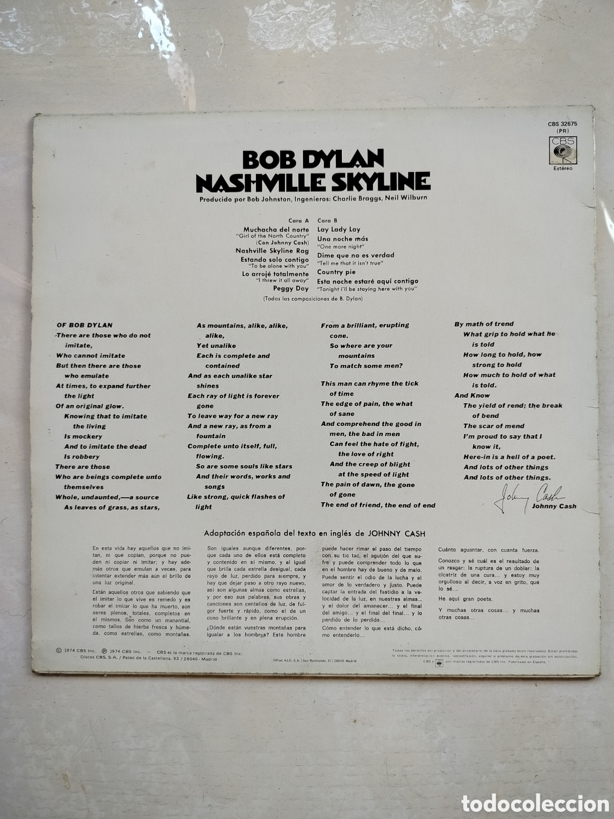 Discos de vinilo: Bob Dylan LP Nashville Skyline - Foto 2