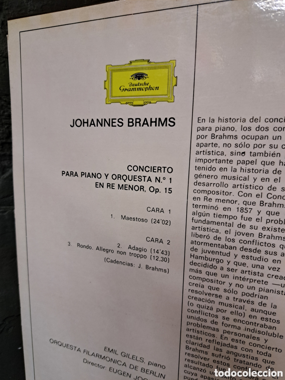 Discos de vinilo: Brahms. Concierto para piano N1 - Foto 3